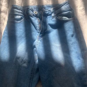 COPY - Song Womens Carpenter Jeans Blue Stretch Frayed Medium Wash High Rise, s…